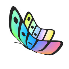 Abstract butterfly on a transparent background in PNG format. Butterfly with colorful rainbow wings. 3D render.