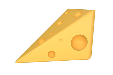 Piece of cheese isolated on transparent background. 3D render.