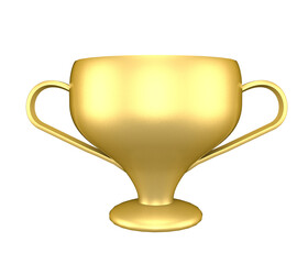 Golden cup on a transparent background in PNG format. The concept of competition, sport and determination. 3D render.