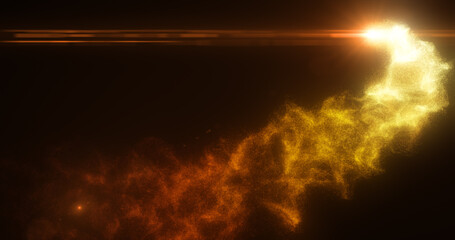 Abstract flying energy meteor particle comet space magical yellow fiery futuristic hi-tech, abstract background