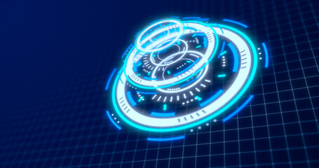 Abstract round blue ring of lines HUD elements circles energy futuristic scientific hi-tech digital abstract HUD background