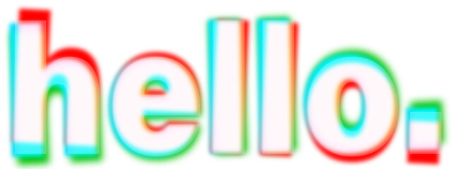 Digitally generated image of colorful hello text in distorted effect against white background