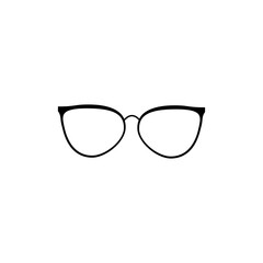 Fototapeta premium Openwork glasses with black frames. Protective accessory to protect eyes from sun with stylish lenses and plastic vector frames.