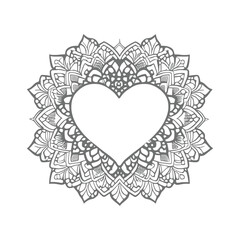 Obraz na płótnie Canvas In the Coloring Book, the heart-shaped frames are beautifully decorated with intricate floral designs.