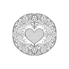 In the Coloring Book, the heart-shaped frames are beautifully decorated with intricate floral designs.