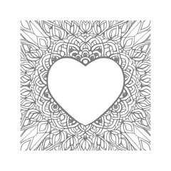In the Coloring Book, the heart-shaped frames are beautifully decorated with intricate floral designs.