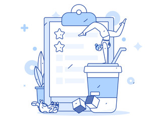 Invite friends to conduct questionnaire survey flat vector concept operation hand drawn illustration
