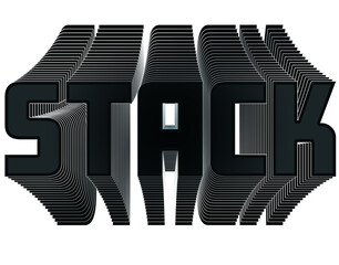 Digitally generated image of stack text banner with 3d shadow effect against white background