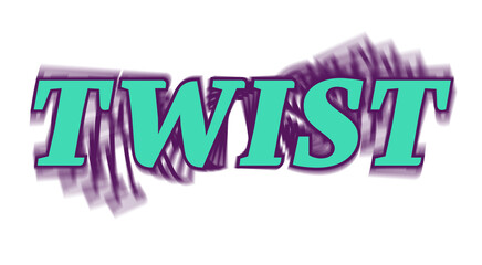 Green twist text banner with spinning 3d purple shadow effect against white background - obrazy, fototapety, plakaty