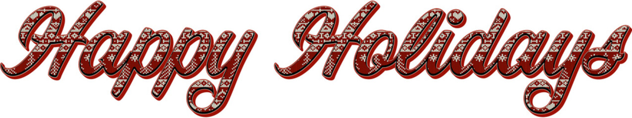 Christmas traditional pattern over happy holidays text banner against white background