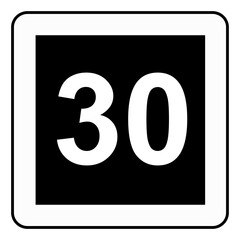 Traffic signs. Road signs. Instruction road signs. Recommended maximum speed 30 km/h.