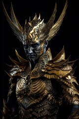 Male daemon warrior in black and gold armor