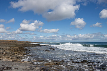 Rocky coastline in Puerto del Rosario, Spain