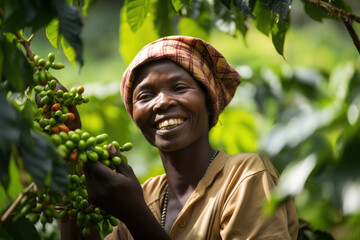 africa coffee farmer woman. Generative ai - obrazy, fototapety, plakaty