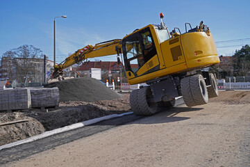 Excavator details when used on a construction site