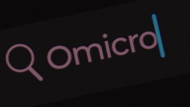 Search bar inscription - Omicron. Covid-19 global pandemic. 4K