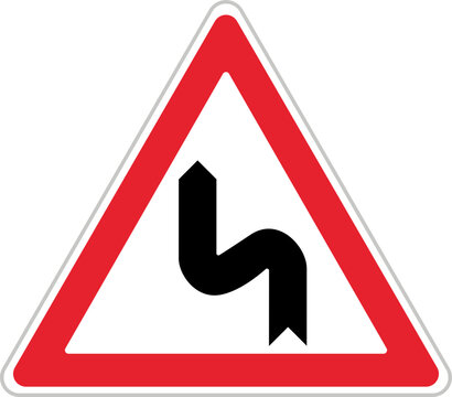 Dangerous Permanent Curves to the Left (T-2b), Traffic Sign