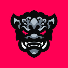 Vektor Oni-Mask Maskottchen Logo-Vorlage für Esports Sport-Team-Logo by EisDesigns.de