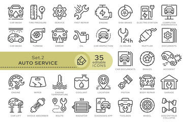 Set of conceptual icons. Vector icons in flat linear style for web sites, applications and other graphic resources. Set from the series - Auto Service. Editable outline icon.	 - obrazy, fototapety, plakaty