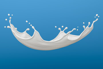 White milk splash isolated on background, liquid or Yogurt splash, Include clipping path. 3d illustration.