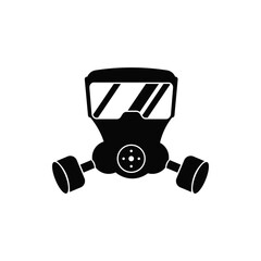 Chemical gas mask icon. Biological respirator with filters for protection against radiation and chemical weapons with vector breathing enhancement
