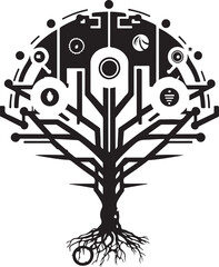 Tree tech logo. Digital tree. Good for t-shirt print design