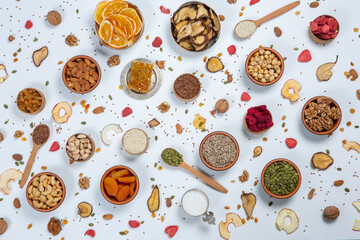 Set of Nuts Walnuts, Brazil Nut, Almond, cashew, Pine Nut peanuts, pistachios, pecans collection...