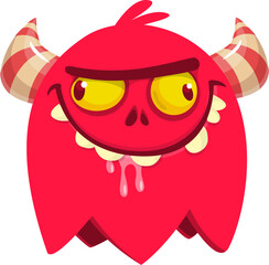 Funny cartoon monster character. Illustration of happy alien creature. Halloween design. Vector isolated