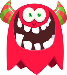Funny cartoon monster character. Illustration of happy alien creature. Halloween design. Vector isolated