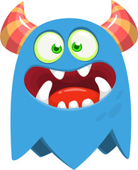 Funny cartoon monster character. Illustration of happy alien creature. Halloween design. Vector isolated