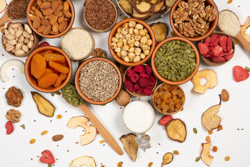 Set of Nuts Walnuts, Brazil Nut, Almond, cashew, Pine Nut peanuts, pistachios, pecans collection...