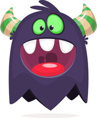 Funny cartoon monster character. Illustration of happy alien creature. Halloween design. Vector isolated