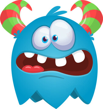 Funny cartoon monster character. Illustration of happy alien creature. Halloween design. Vector isolated