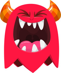 Obraz premium Funny cartoon monster character. Illustration of happy alien creature. Halloween design. Vector isolated