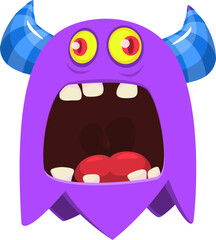 Angry cartoon monster character. Illustration of happy alien creature. Halloween design. Vector isolated