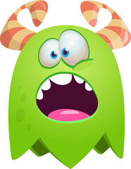 Funny cartoon monster character. Illustration of happy alien creature. Halloween design. Vector isolated