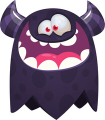Funny cartoon monster character. Illustration of happy alien creature. Halloween design. Vector isolated