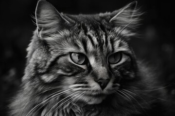 cat in black and white portrait. Generative AI