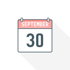 30th September calendar icon. September 30 calendar Date Month icon vector illustrator