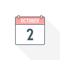 Fototapeta premium 2nd October calendar icon. October 2 calendar Date Month icon vector illustrator