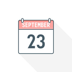 23rd September calendar icon. September 23 calendar Date Month icon vector illustrator