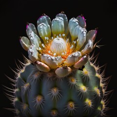 Fototapeta na wymiar beautiful blooming cactus close up view. generative ai