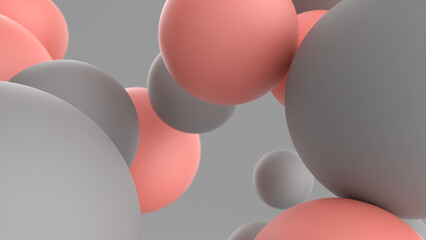 Gray and pink balls. Abstract background. 3d render illustration