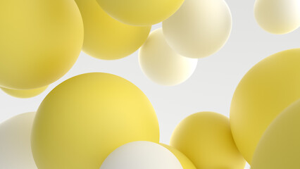 Abstract spheres. Yellow and white balls. 3d render illustration