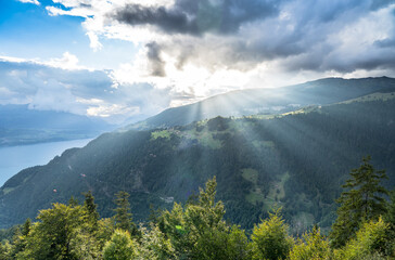 Aerial view from top of Interlaken, Harder Kulm, Switzerland