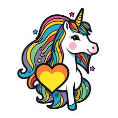 Obraz na płótnie Canvas unicorn with love heart, vector SVG