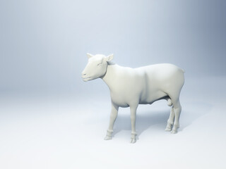 Side view of a white sheep sculpture