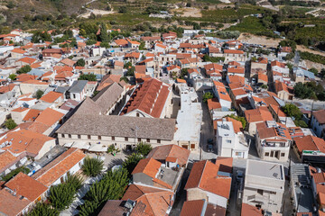 Fototapeta na wymiar Aerial view of Omodos historic village, Troodos Mountains, Cyprus