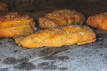 Traditional Cypriot bread with sesame seeds baked in Paphos District of Cyprus island country