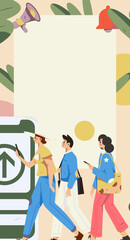 Flat vector concept operation hand-drawn illustration of people taking a taxi
